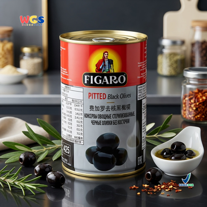 Figaro Pitted Black Olives 400g (170g Drained) – Canned Pitted Black Olives