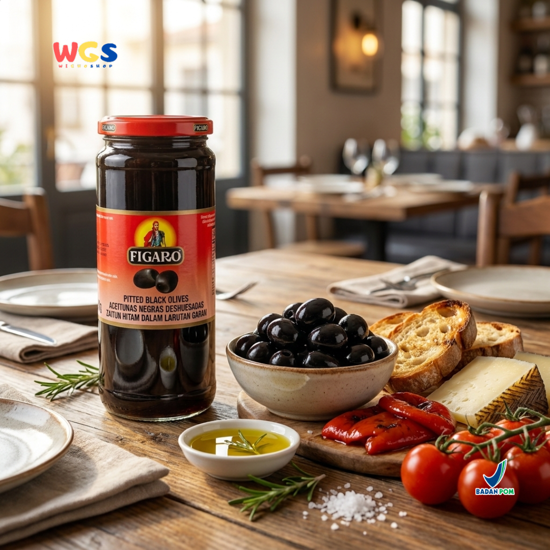 Figaro Pitted Black Olives 450g - Pickled Black Olives 