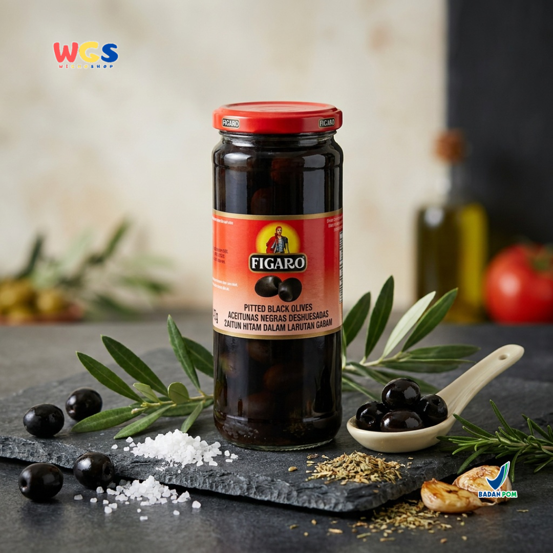 Figaro Pitted Black Olives 450g - Pickled Black Olives 
