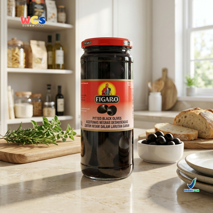 Figaro Pitted Black Olives 450g - Pickled Black Olives 
