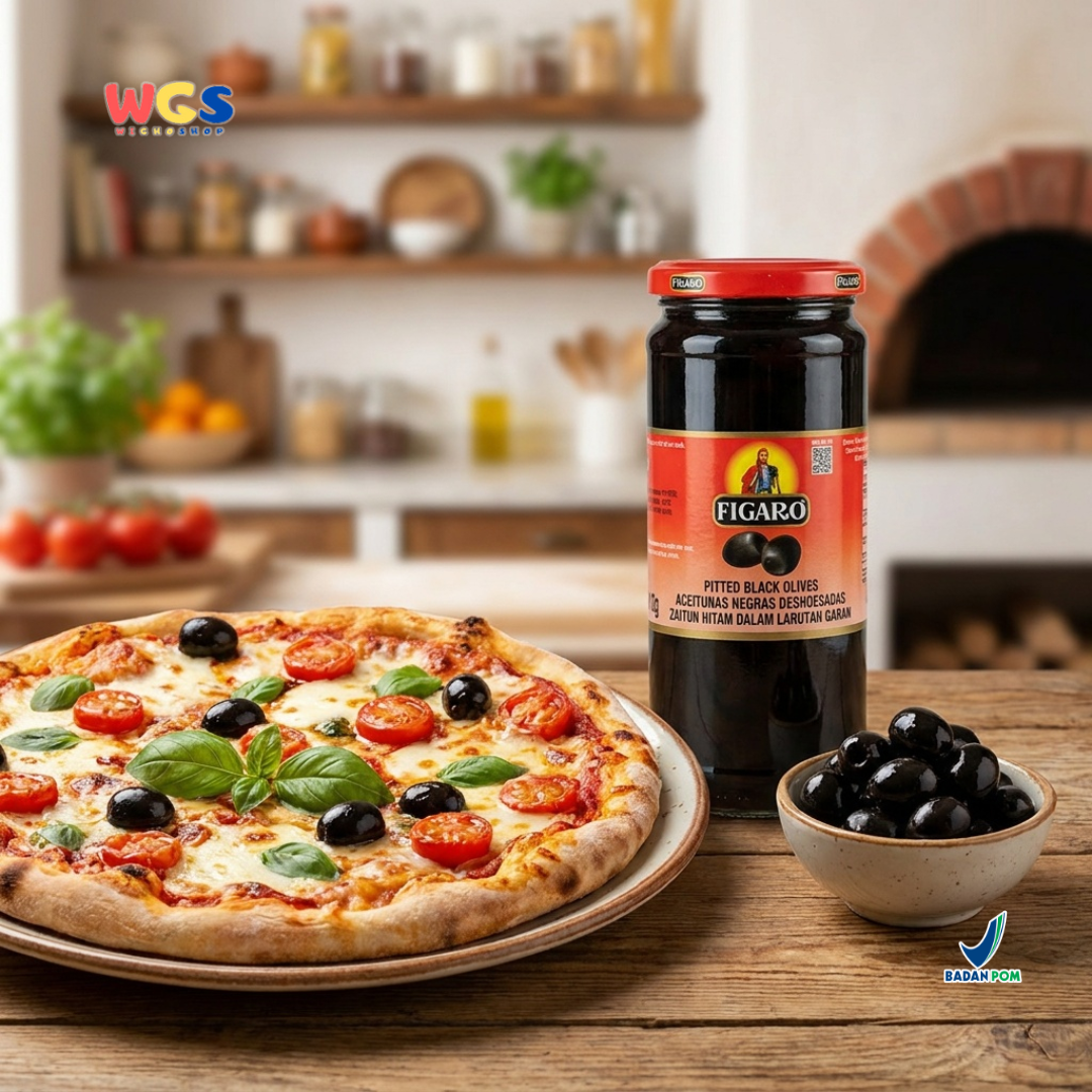 Figaro Pitted Black Olives 450g - Pickled Black Olives 