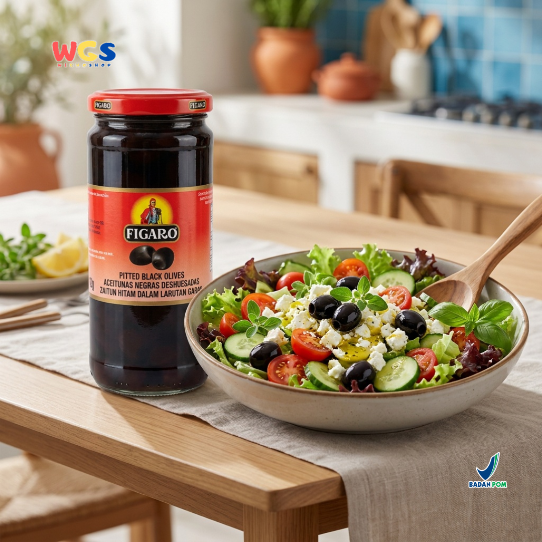 Figaro Pitted Black Olives 450g - Pickled Black Olives 