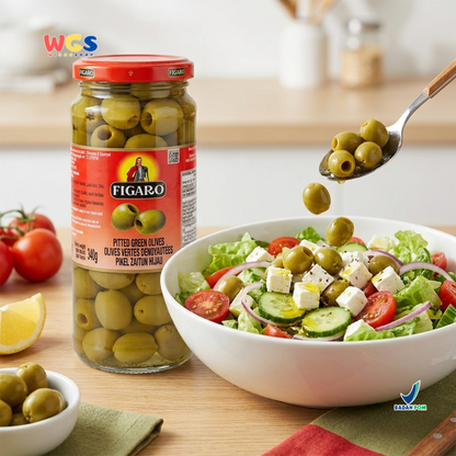 Figaro Pitted Green Olives 340g - Zaitun Hijau Tanpa Biji Olive Spain Salad Pizza Pasta
