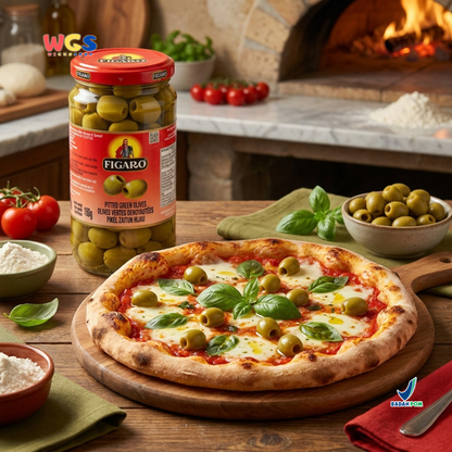 Figaro Pitted Green Olives 340g - Zaitun Hijau Tanpa Biji Olive Spain Salad Pizza Pasta