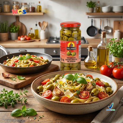 Figaro Pitted Green Olives 340g - Zaitun Hijau Tanpa Biji Olive Spain Salad Pizza Pasta