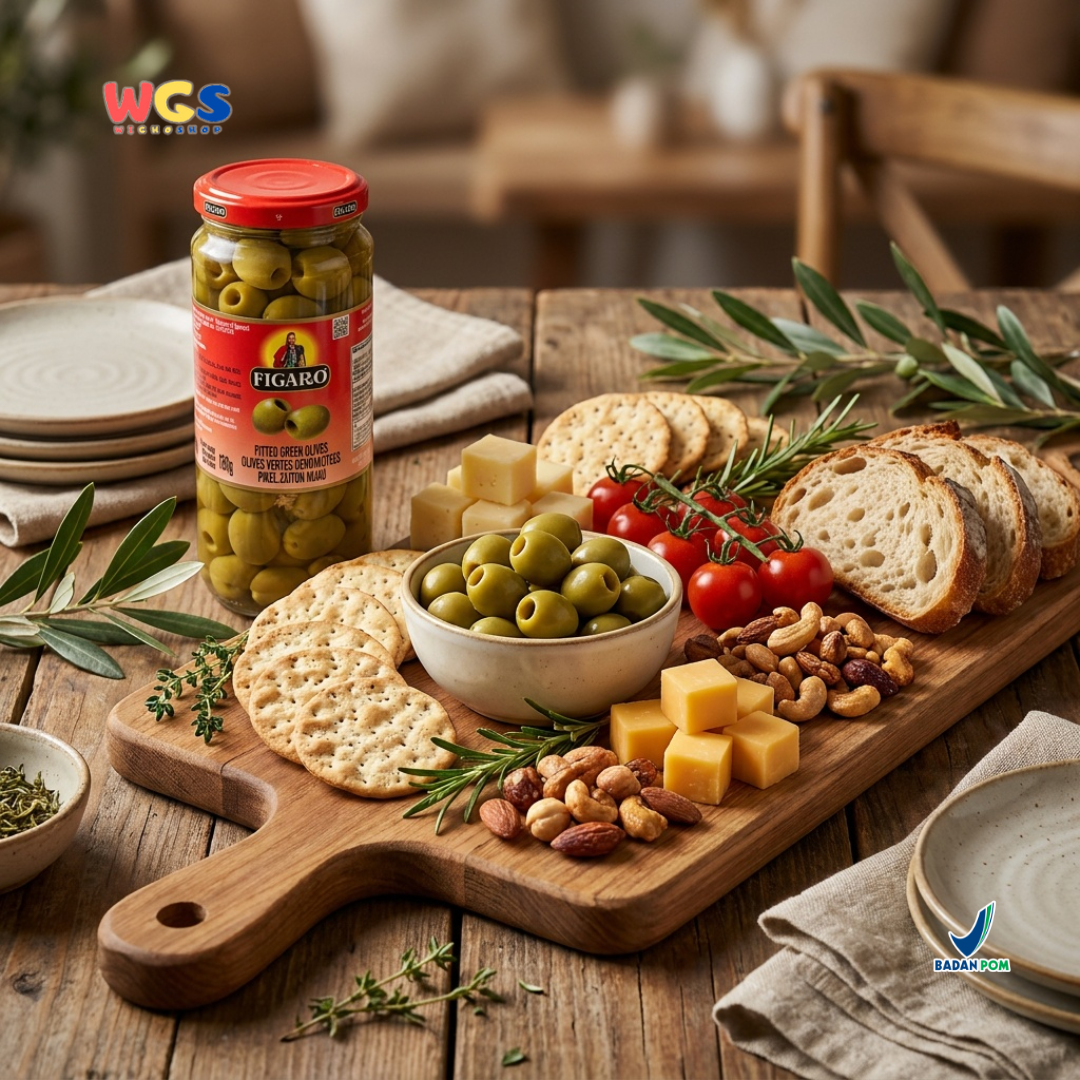 Figaro Pitted Green Olives 340g - Zaitun Hijau Tanpa Biji Olive Spain Salad Pizza Pasta