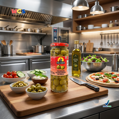Figaro Pitted Green Olives 340g - Zaitun Hijau Tanpa Biji Olive Spain Salad Pizza Pasta