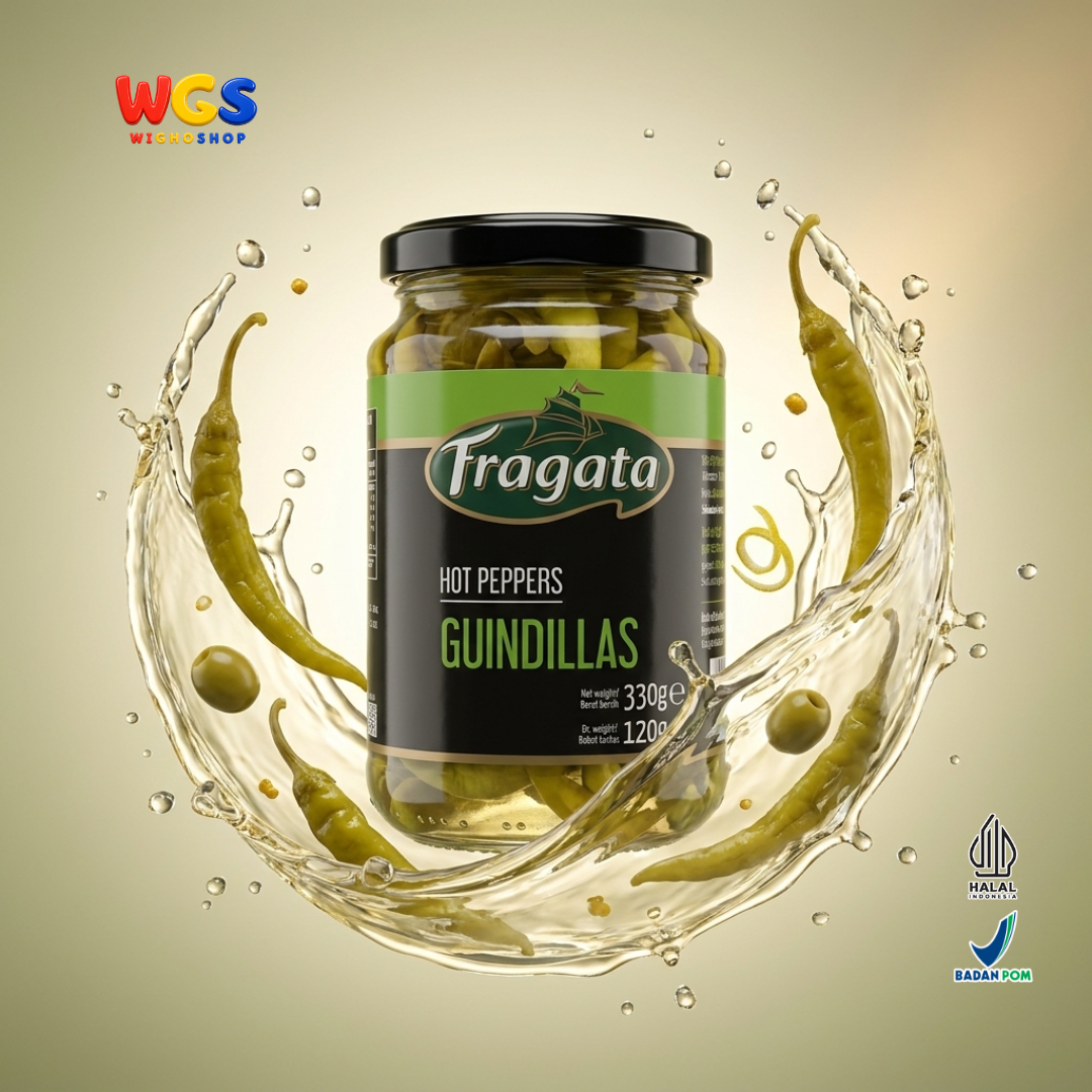 Fragata Acar Cabai Rawit Hijau Guindillas 330g - Hot Peppers Spanyol Pickled Green Chili Tapas Sandwich Salad