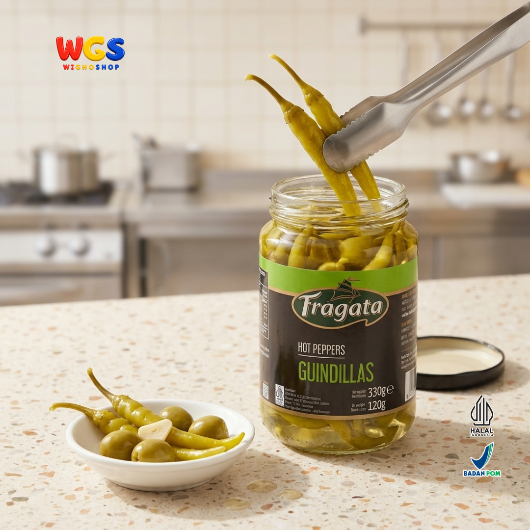 Fragata Acar Cabai Rawit Hijau Guindillas 330g - Hot Peppers Spanyol Pickled Green Chili Tapas Sandwich Salad