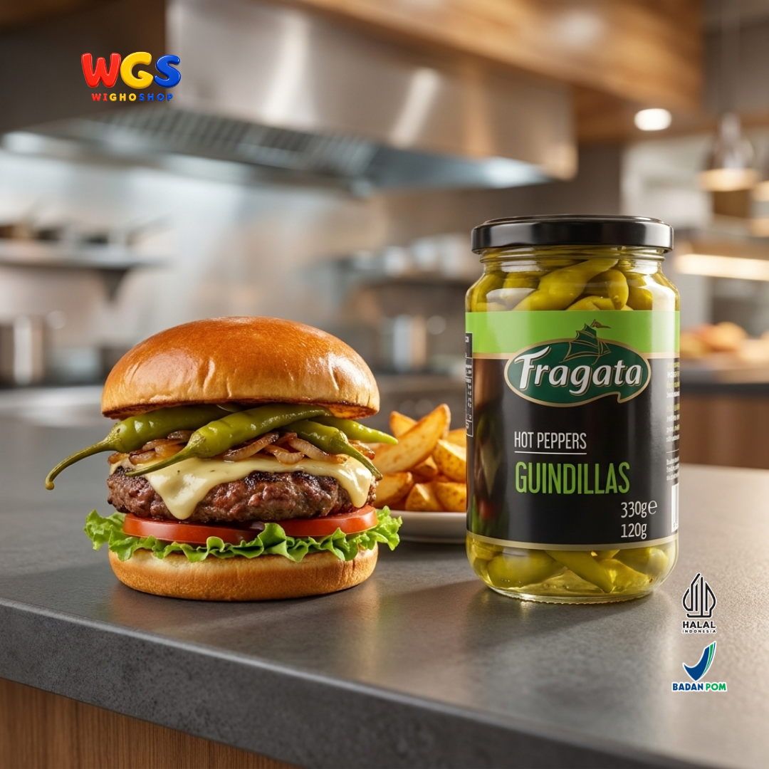 Fragata Acar Cabai Rawit Hijau Guindillas 330g - Hot Peppers Spanyol Pickled Green Chili Tapas Sandwich Salad