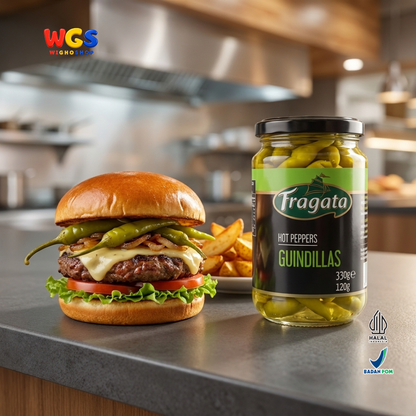 Fragata Acar Cabai Rawit Hijau Guindillas 330g - Hot Peppers Spanyol Pickled Green Chili Tapas Sandwich Salad
