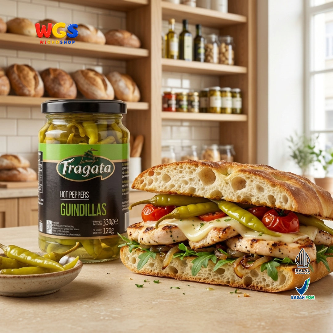 Fragata Acar Cabai Rawit Hijau Guindillas 330g - Hot Peppers Spanyol Pickled Green Chili Tapas Sandwich Salad