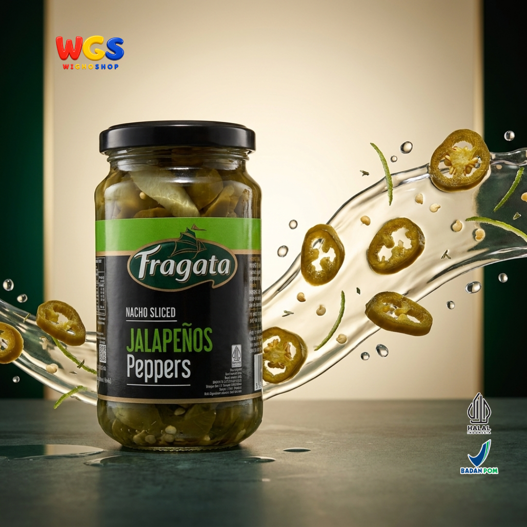 Fragata Acar Jalapeno Iris 350g - Nacho Sliced Jalapeños Peppers Cabai Hijau Pedas untuk Nachos Pizza Burger