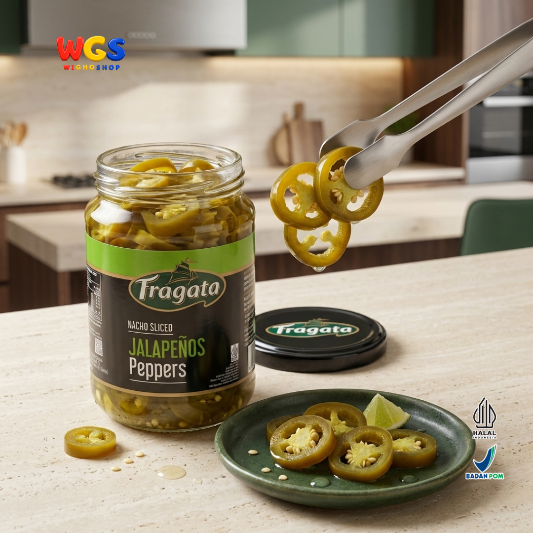Fragata Acar Jalapeno Iris 350g - Nacho Sliced Jalapeños Peppers Cabai Hijau Pedas untuk Nachos Pizza Burger