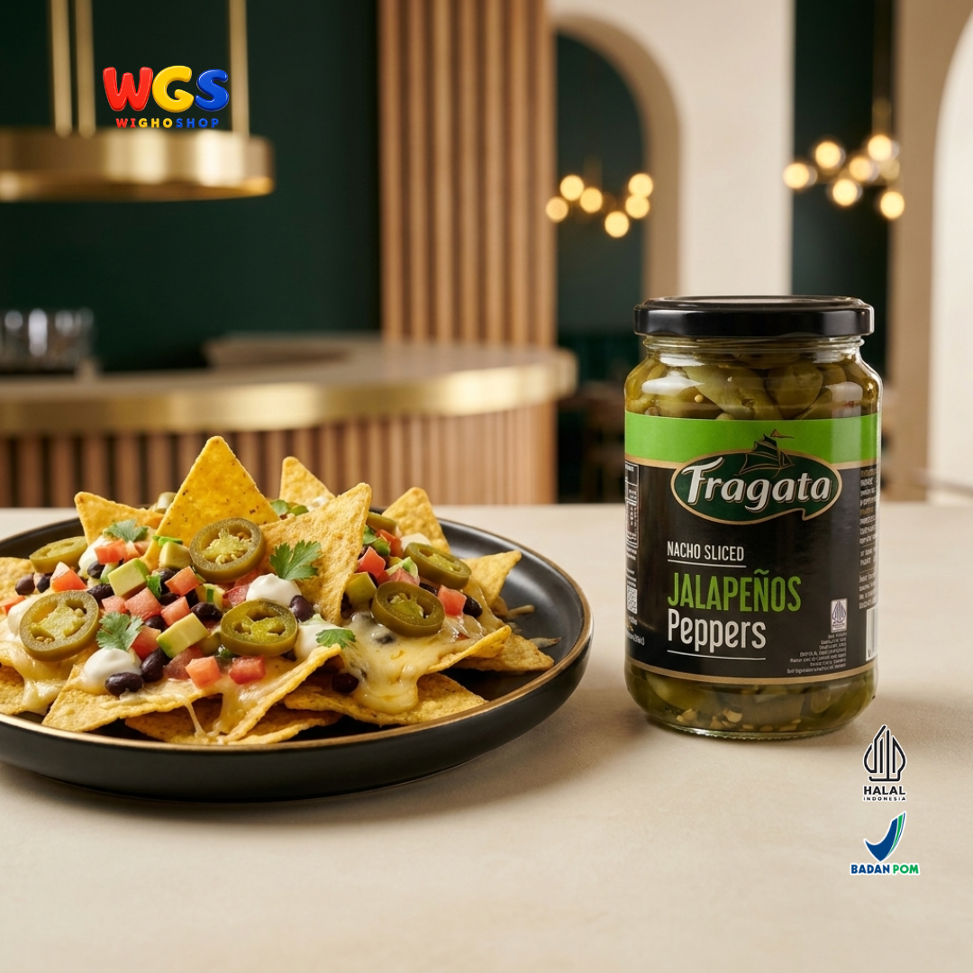 Fragata Acar Jalapeno Iris 350g - Nacho Sliced Jalapeños Peppers Cabai Hijau Pedas untuk Nachos Pizza Burger