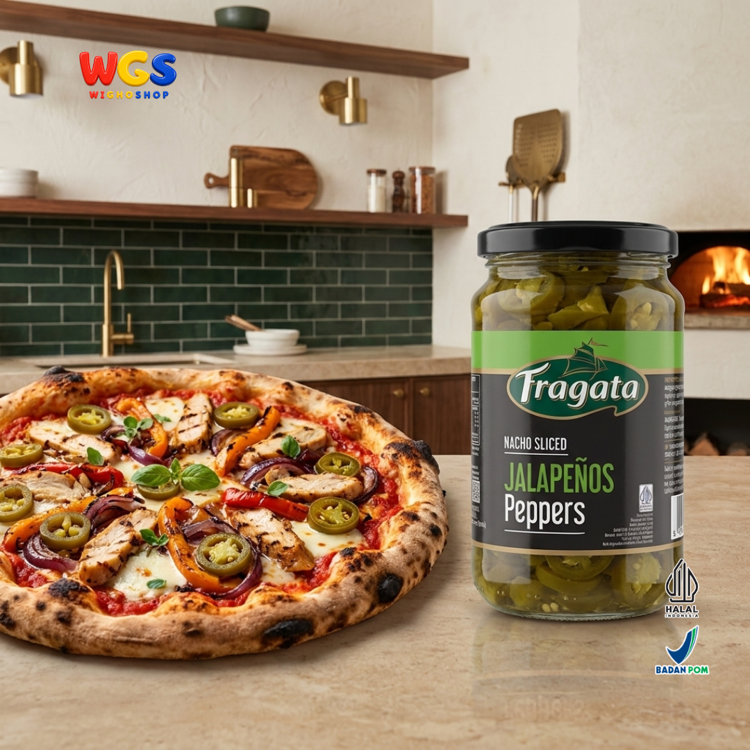 Fragata Acar Jalapeno Iris 350g - Nacho Sliced Jalapeños Peppers Cabai Hijau Pedas untuk Nachos Pizza Burger