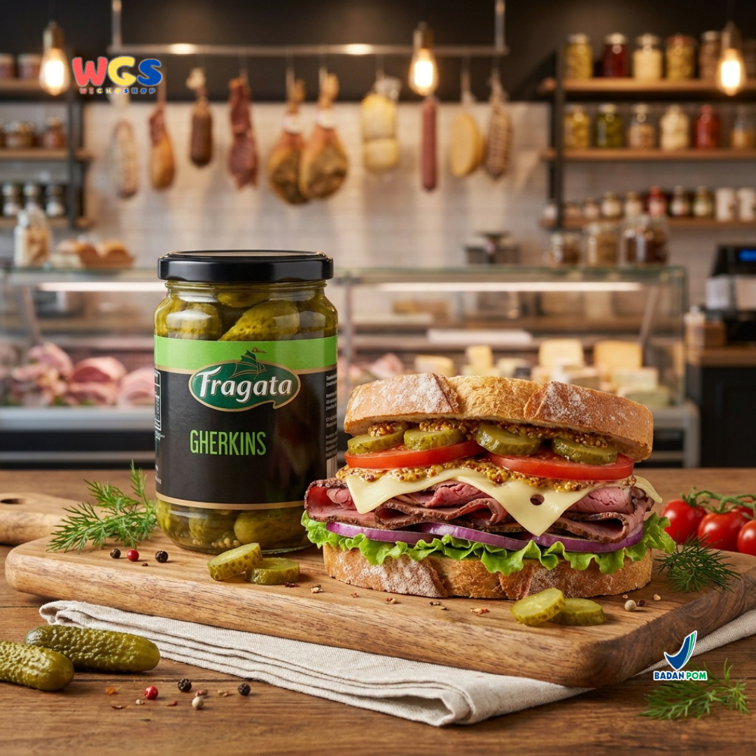 Fragata Gherkins 345g - Acar Mentimun Pickled Cucumber Salad Sandwich