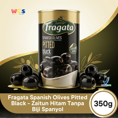 Fragata Spanish Olives Pitted Black 350g - Zaitun Hitam Tanpa Biji Spanyol