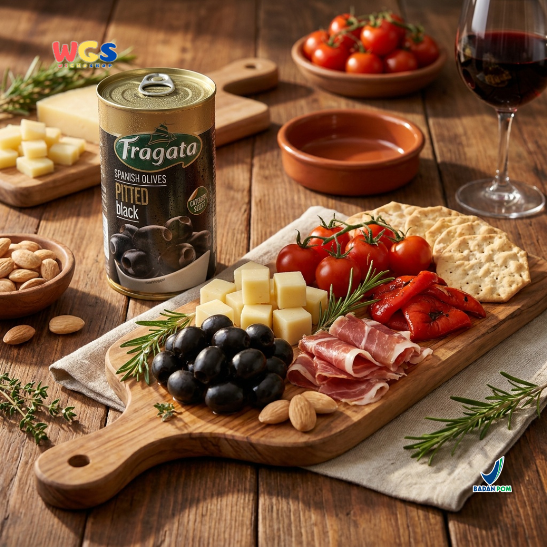 Fragata Spanish Olives Pitted Black 350g - Zaitun Hitam Tanpa Biji Spanyol