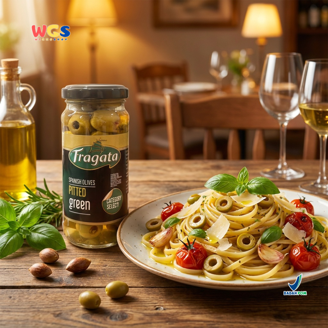 Fragata Spanish Olives Pitted Green 230g - Zaitun Hijau Tanpa Biji Spanyol