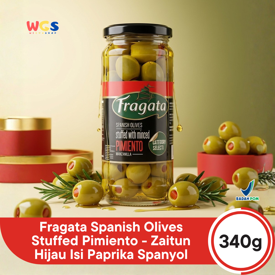 Fragata Spanish Olives Stuffed Pimiento 340g - Zaitun Hijau Isi Paprika Spanyol