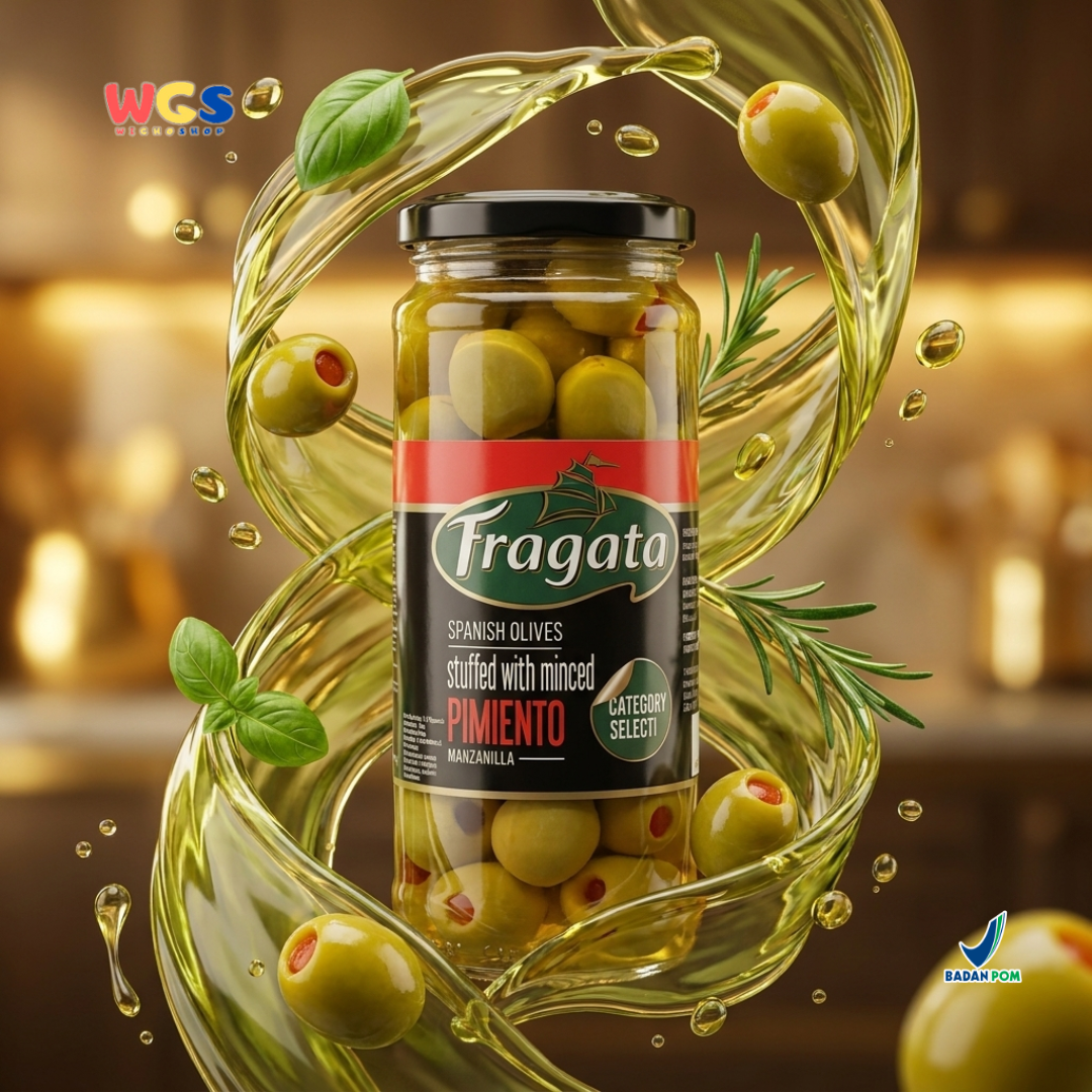 Fragata Spanish Olives Stuffed Pimiento 340g - Zaitun Hijau Isi Paprika Spanyol