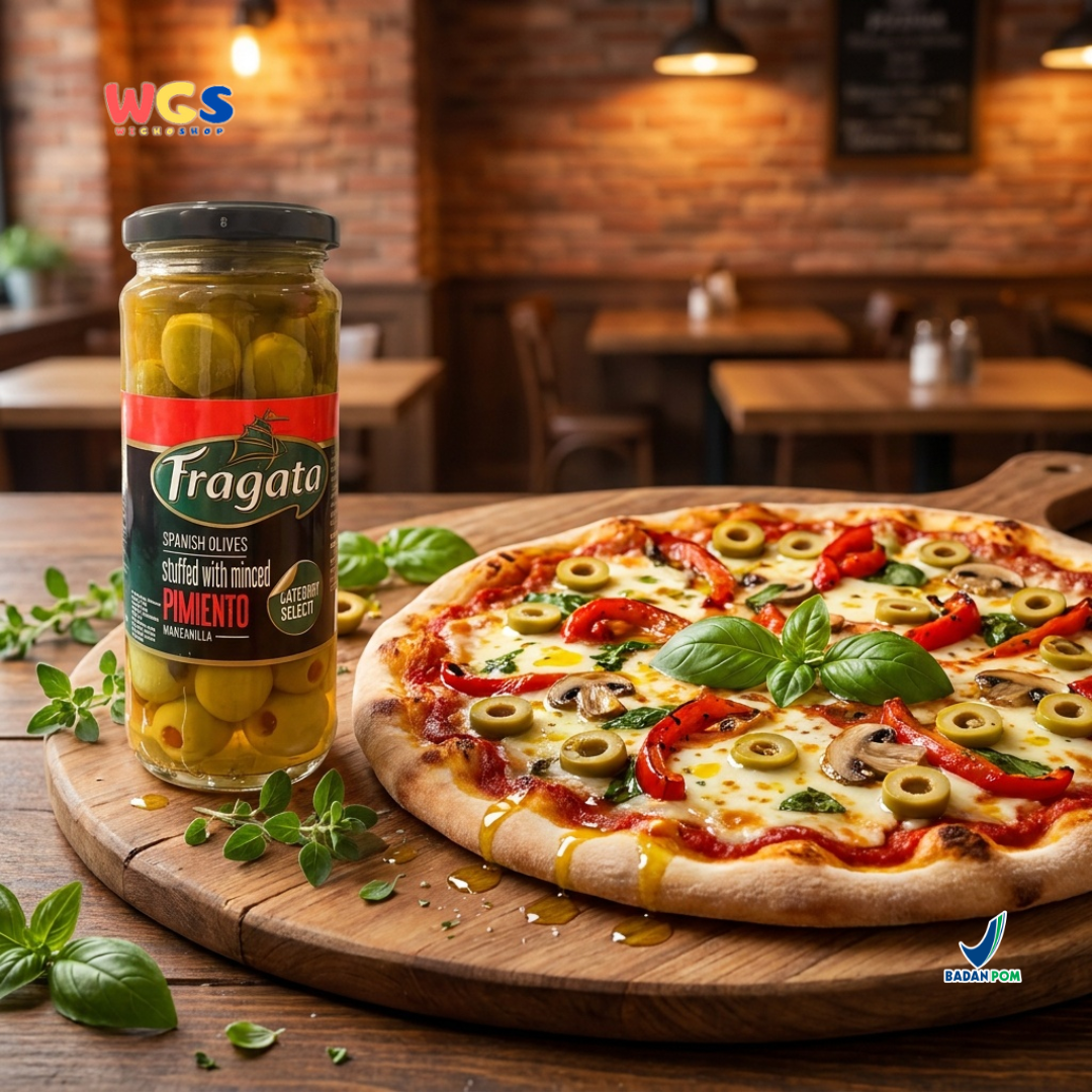 Fragata Spanish Olives Stuffed Pimiento 340g - Zaitun Hijau Isi Paprika Spanyol