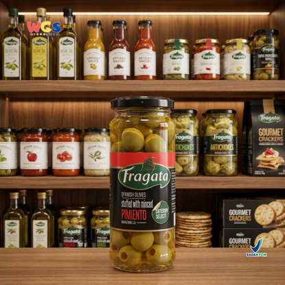 Fragata Spanish Olives Stuffed Pimiento 340g - Zaitun Hijau Isi Paprika Spanyol