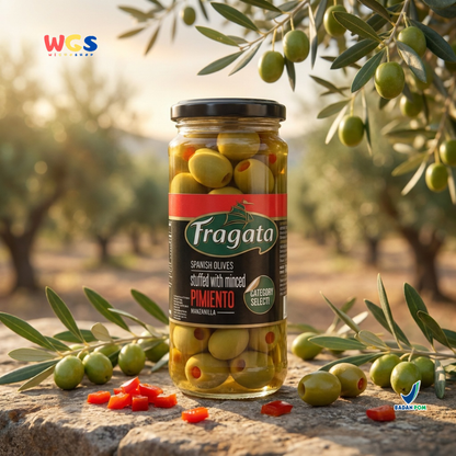 Fragata Spanish Olives Stuffed Pimiento 340g - Zaitun Hijau Isi Paprika Spanyol