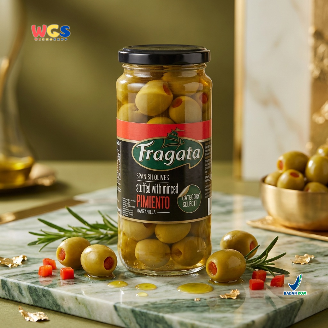 Fragata Spanish Olives Stuffed Pimiento 340g - Zaitun Hijau Isi Paprika Spanyol