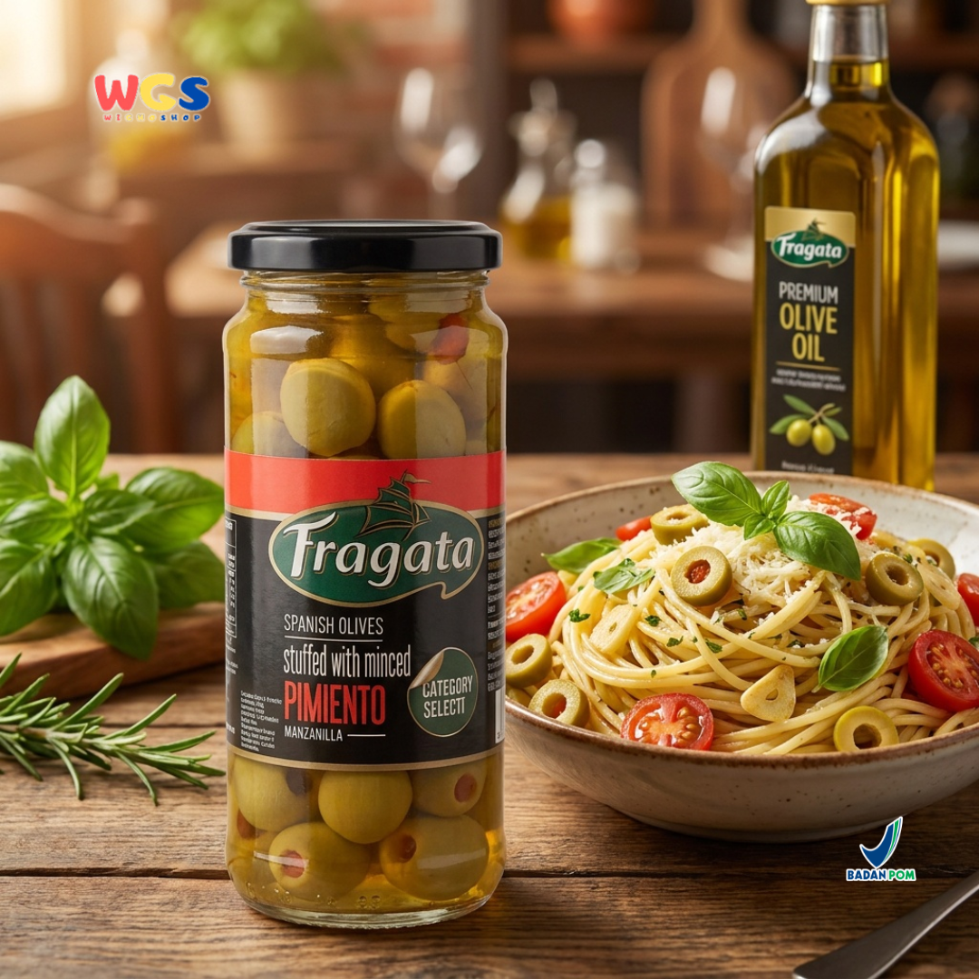 Fragata Spanish Olives Stuffed Pimiento 340g - Zaitun Hijau Isi Paprika Spanyol