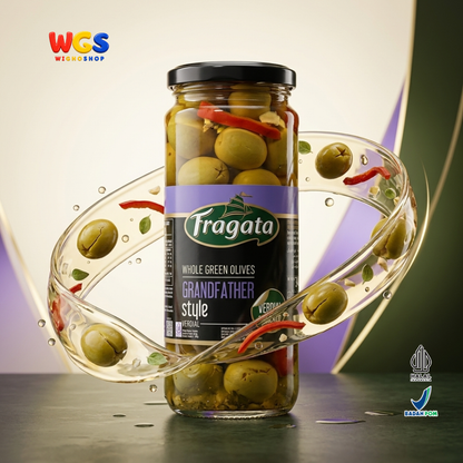 Fragata Zaitun Hijau Utuh Verdial Cracked 340g - Whole Green Olives Grandfather Style Acar Zaitun Spanyol