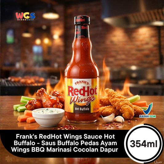 Frank's RedHot Wings Sauce Hot Buffalo 354ml - Saus Buffalo Pedas Ayam Wings BBQ Marinasi Cocolan Dapur