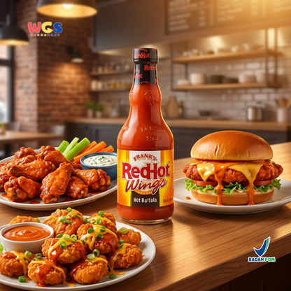 Frank's RedHot Wings Sauce Hot Buffalo 354ml - Saus Buffalo Pedas Ayam Wings BBQ Marinasi Cocolan Dapur