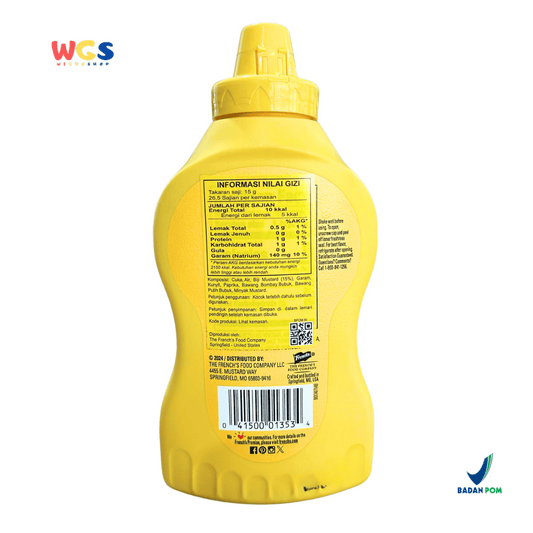 French's Classic Yellow Mustard 396g – Classic Yellow Mustard Sauce No Artificial Flavors