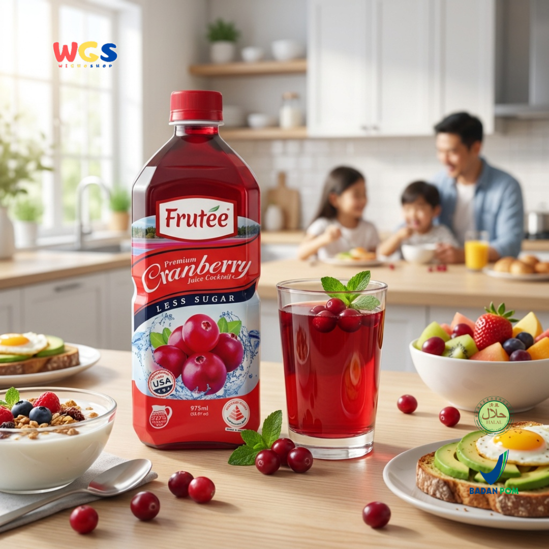 Frutee Premium Cranberry Juice Cocktail Less Sugar 975ml - Minuman Jus Cranberry Rendah Gula Siap Minum