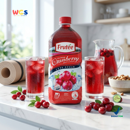 Frutee Premium Cranberry Juice Cocktail Less Sugar 975ml - Minuman Jus Cranberry Rendah Gula Siap Minum