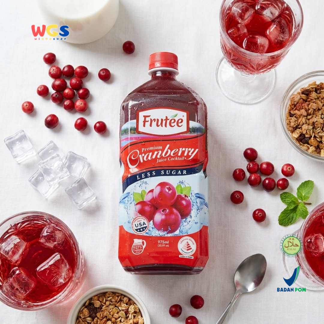 Frutee Premium Cranberry Juice Cocktail Less Sugar 975ml - Minuman Jus Cranberry Rendah Gula Siap Minum