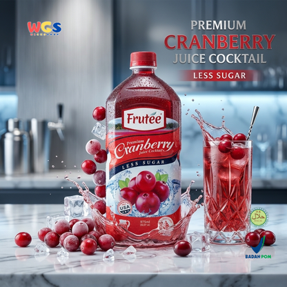 Frutee Premium Cranberry Juice Cocktail Less Sugar 975ml - Minuman Jus Cranberry Rendah Gula Siap Minum
