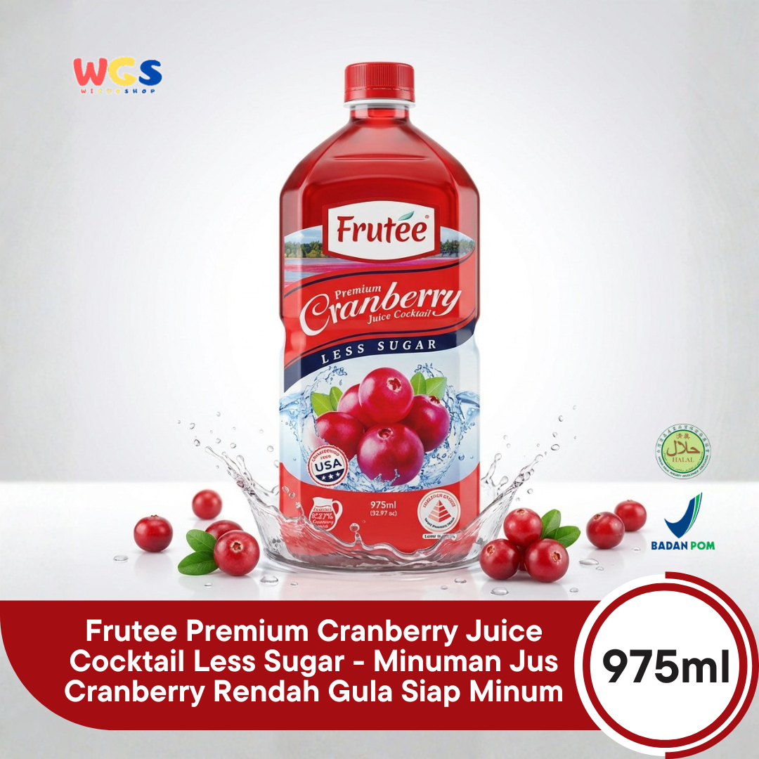 Frutee Premium Cranberry Juice Cocktail Less Sugar 975ml - Minuman Jus Cranberry Rendah Gula Siap Minum