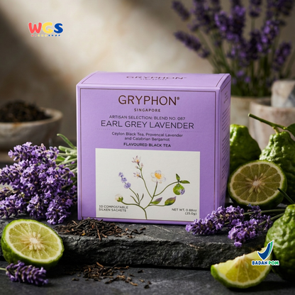 GRYPHON Earl Grey Lavender Tea 25g (10 Sachet) – Teh Hitam Premium dengan Lavender & Bergamot