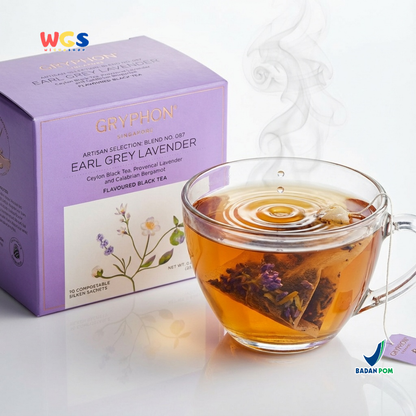 GRYPHON Earl Grey Lavender Tea 25g (10 Sachet) – Teh Hitam Premium dengan Lavender & Bergamot