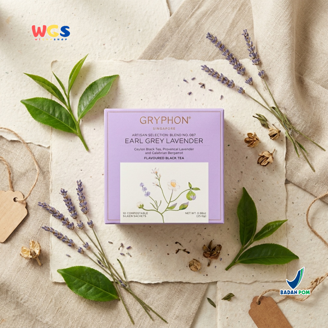 GRYPHON Earl Grey Lavender Tea 25g (10 Sachet) – Teh Hitam Premium dengan Lavender & Bergamot