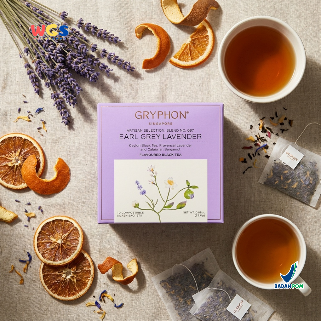 GRYPHON Earl Grey Lavender Tea 25g (10 Sachet) – Teh Hitam Premium dengan Lavender & Bergamot