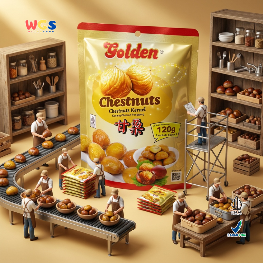 Golden Chestnuts Kernel 120g (2 Sachets x 60g) – Ready-to-Eat Roasted Chestnuts