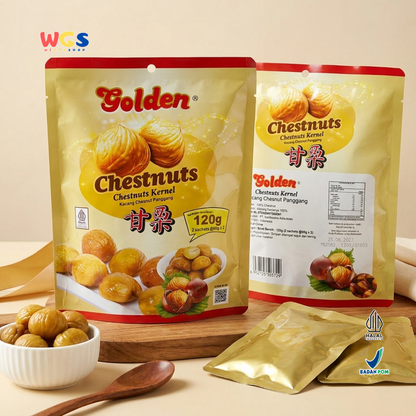 Golden Chestnuts Kernel 120g (2 Sachets x 60g) – Ready-to-Eat Roasted Chestnuts