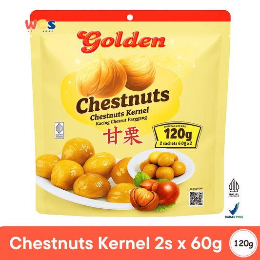 Golden Chestnuts Kernel 120g (2 Sachet x 60g) – Kacang Kastanye Panggang Siap Santap Praktis