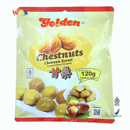 Golden Chestnuts Kernel 120g (2 Sachet x 60g) – Kacang Kastanye Panggang Siap Santap Praktis