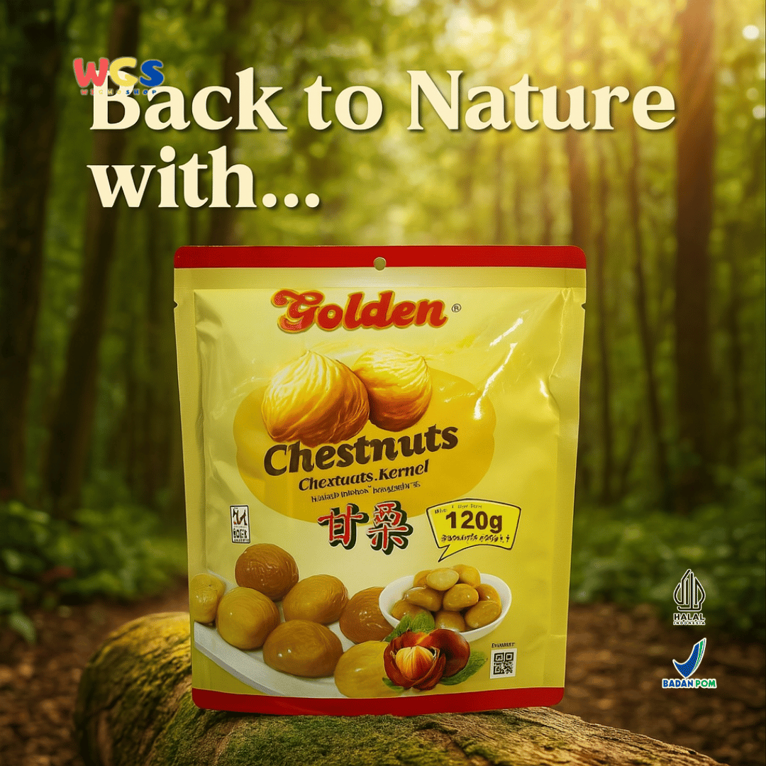 Golden Chestnuts Kernel 120g (2 Sachet x 60g) – Kacang Kastanye Panggang Siap Santap Praktis