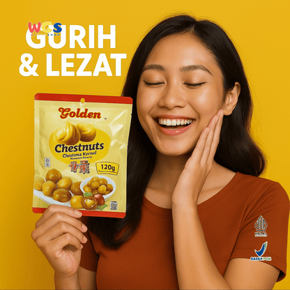 Golden Chestnuts Kernel 120g (2 Sachet x 60g) – Kacang Kastanye Panggang Siap Santap Praktis